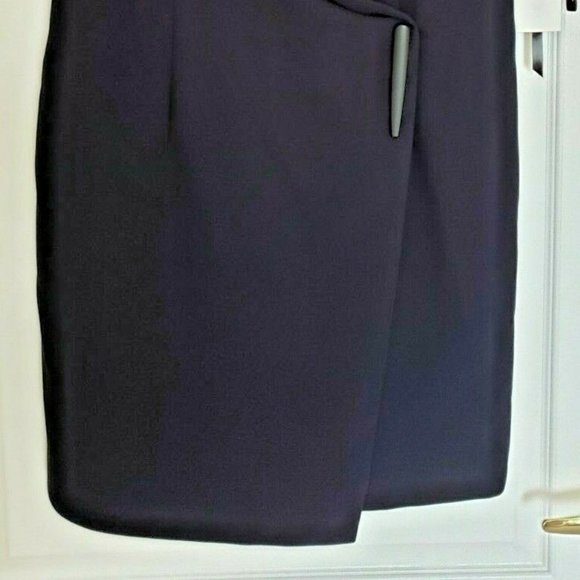 DKNY Navy Power Sheath Faux Wrap Front Dress - Picture 5 of 13